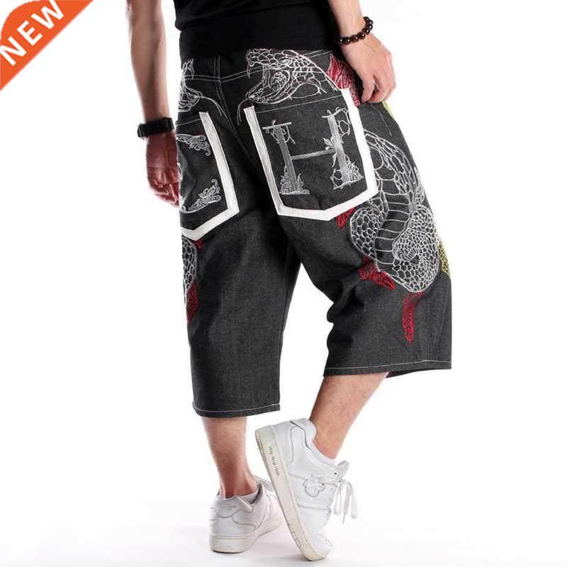 mens embroidery hip hip denim shorts summer plus large s