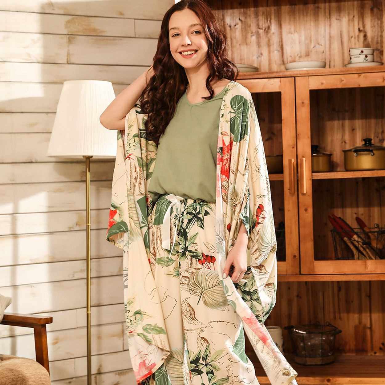 JULYS SONG 4 PECE SPRNG SUMMER WOMEN PAJAMAS SETS FLORA