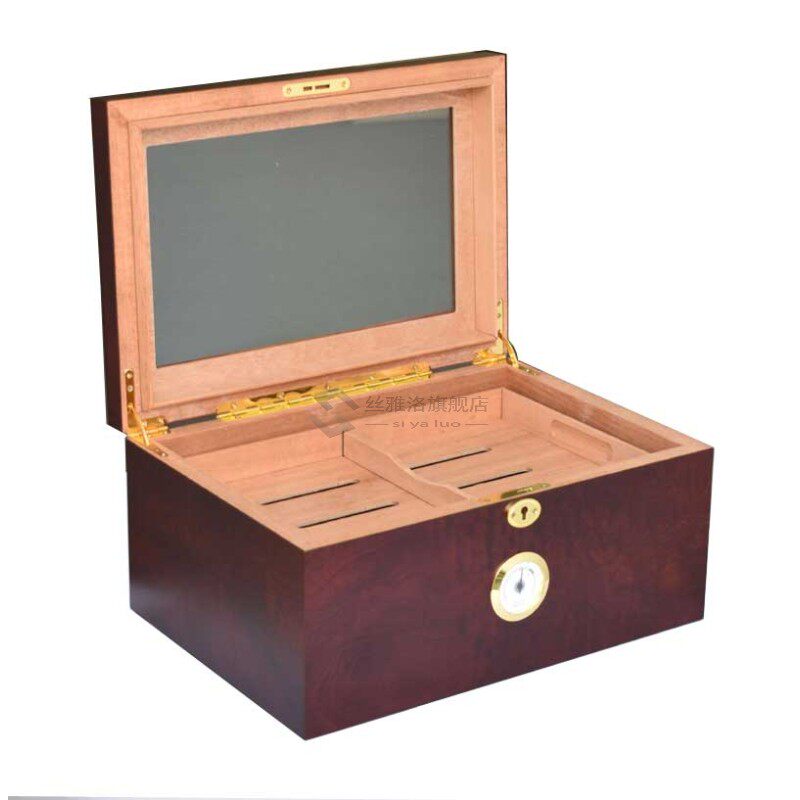GLASS TOP HUMDOR WOOD SPANSH CEDAR CGAR STORAGE HUMDOR