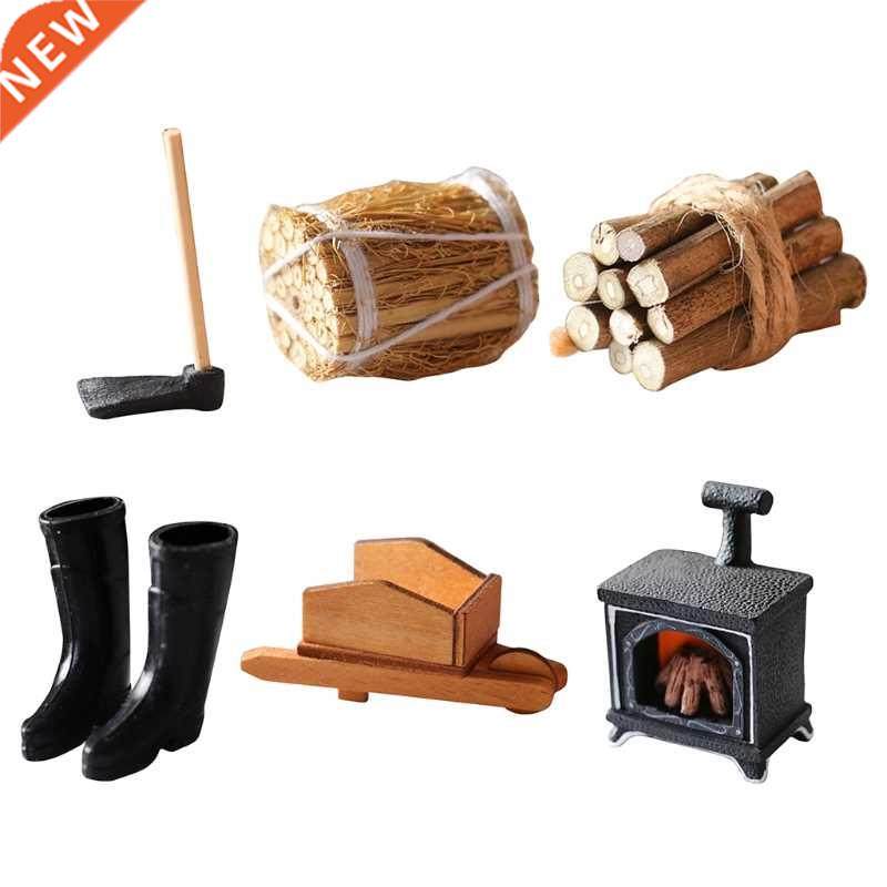 1:12 dollhouse miniature furniture hoe/straw bales/firewood
