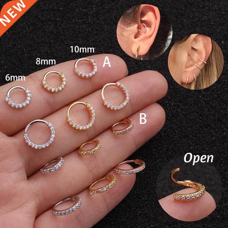 1pc 6-10 cz nose hoop nostril ring flower helix cartilage