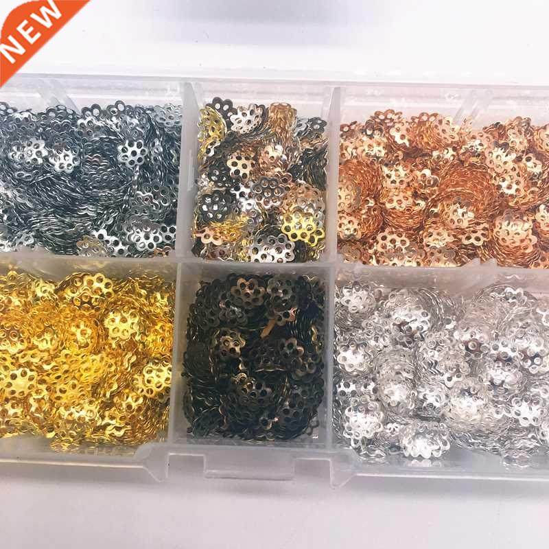500pcs 6mm hollow flower findings cone end beads cap filigre
