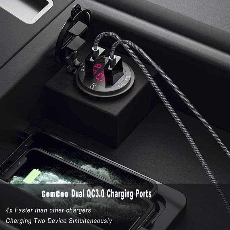빠른 충전 QC 3.0 36W 차량용 듀얼 USB 충전기 소켓 워터프로