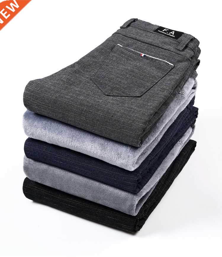 brand mens winter fleece fluff thicken warm casual pant