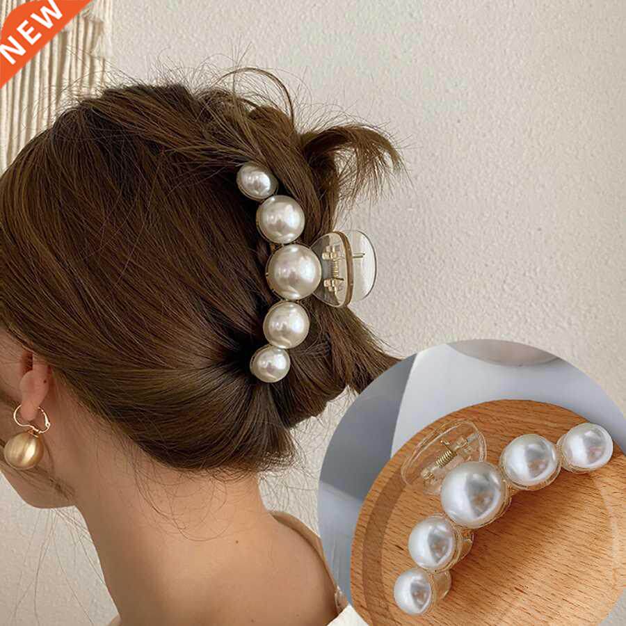haimeikang acrylic hair claws pearl claw clips for woman lar
