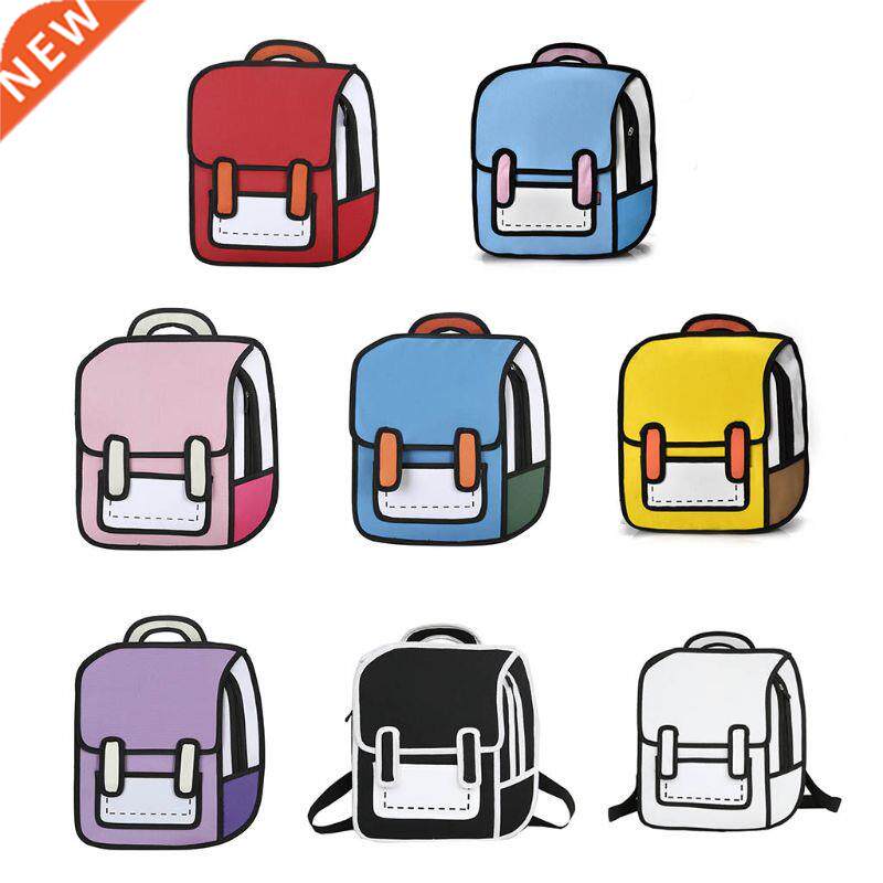 fashion unisex 2d drawing backpack cute cartoon school bag c