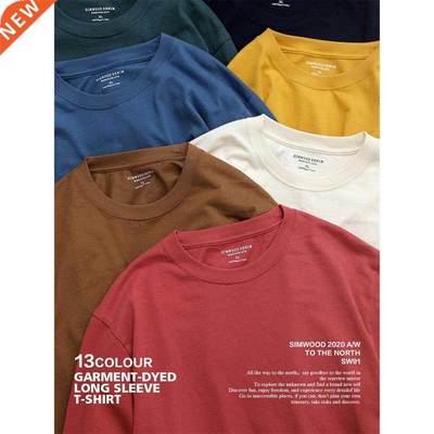 SIMWOOD 2022 Spring New Long Sleeve T Shirt Men Solid Color