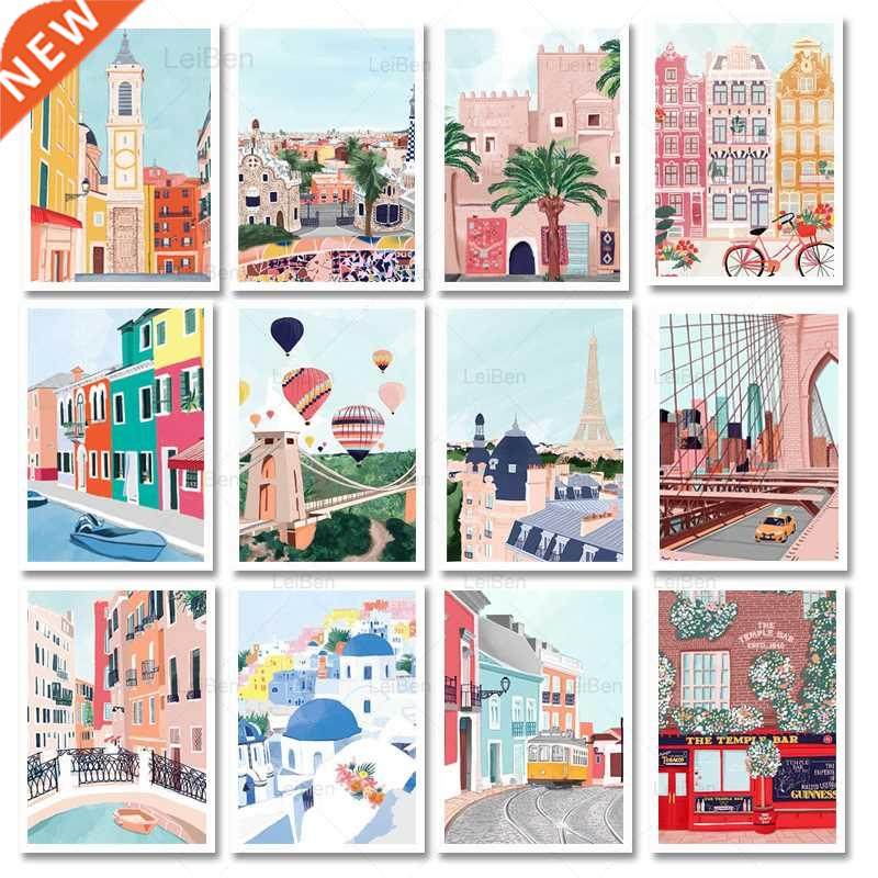 anime cartoon city landscape poster prints morocco dubai jap