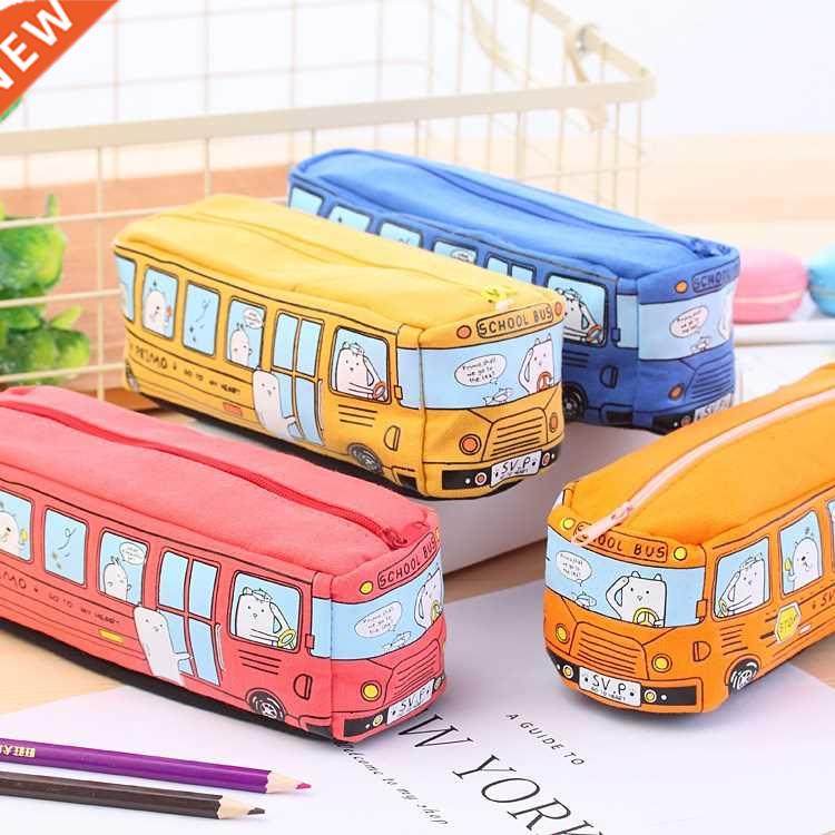kawaii creative school bus pencil case large capacity cartoo