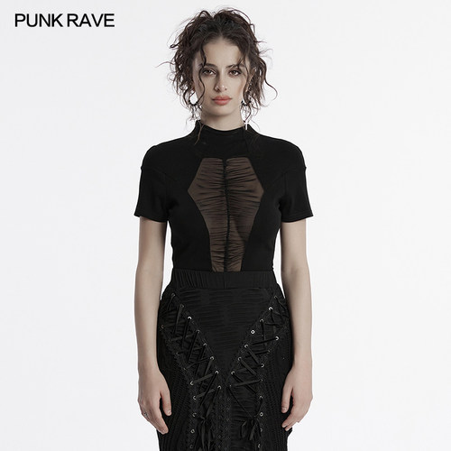 哥特透视棺材T恤女设计感