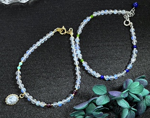 老矿印度料强光小灯泡幻彩月光石水晶手链女款迷你首饰实拍可收藏