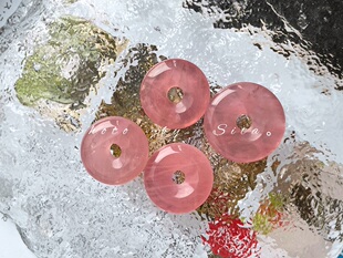 金桃花老矿马粉矿物平安扣吊坠古风女生礼物首饰包邮顺丰