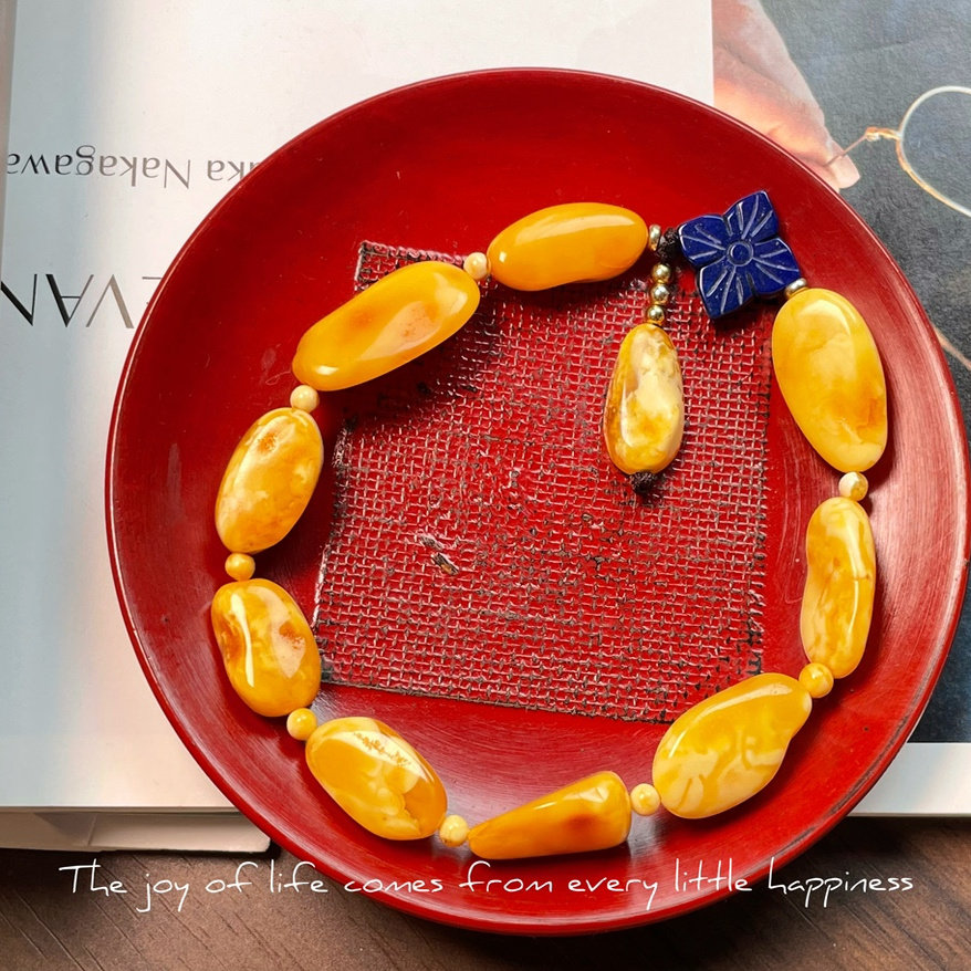 压箱底自然氧化花白蜜蜡随型手链实拍现货手饰非七天无理由