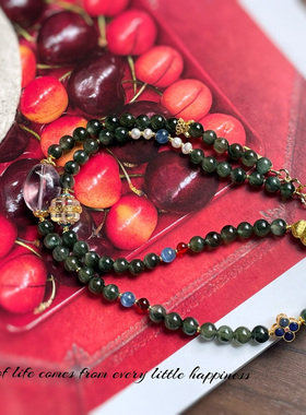 突破事业困局原创设计天然绿发晶多圈手链念珠手串实拍男女款