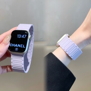 适用苹果手表iwatch10表带流光紫张婧仪同款 硅胶磁吸applewatch98