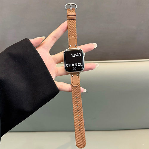 适用iwatch细版帆布马蹄扣表带