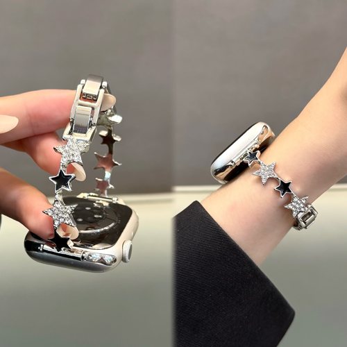 适用iwatch细款星星金属链条表带