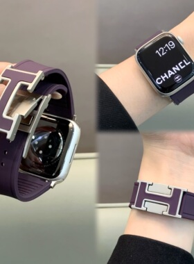 适用苹果手表iwatch10/s11表带运动舒适硅胶H磁吸扣applewatch98