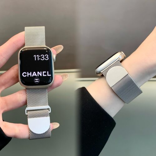 适用iwatch透气米兰尼斯金属表带