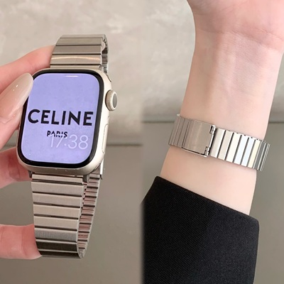 透气竹节金属不锈钢iwatch表带