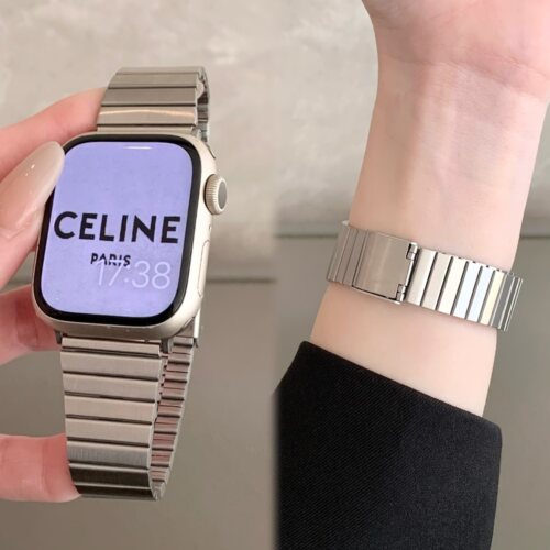 透气竹节金属不锈钢iwatch表带