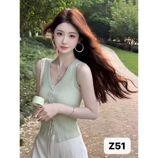 年轻甜妹女款针织衫背心开衫系带显瘦腰性感辣妹气质时尚纯欲透气