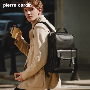 牛皮男式 时尚 书包 真皮双肩包大容量商务电脑背包男款 皮尔卡丹男士