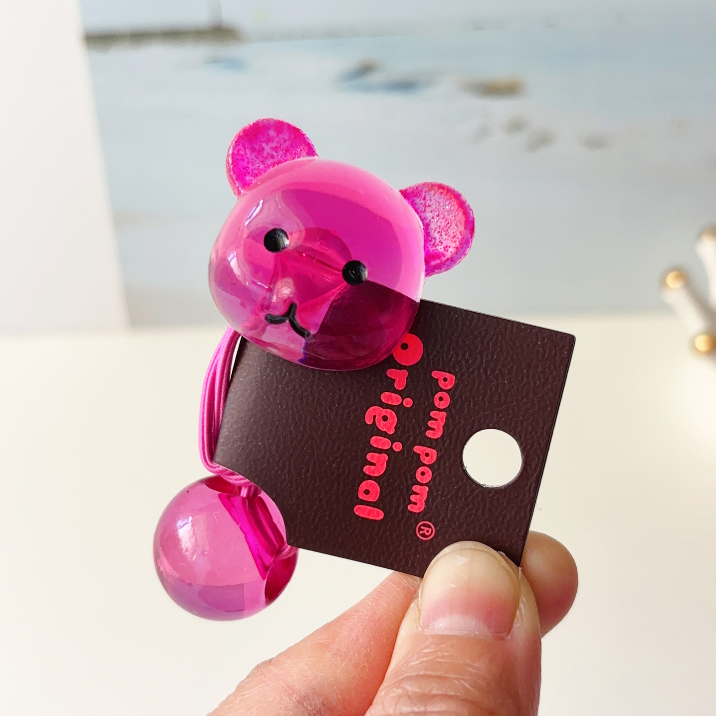 韩国进口pompom透彩小熊头绳可爱卡通发绳儿童发饰女孩高弹力发圈