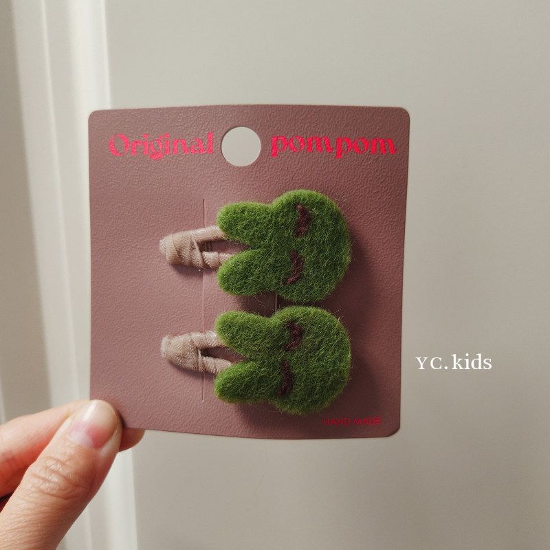 韩国pom pom进口儿童发饰 可爱毛毡小兔子掰掰夹宝宝发卡发夹边夹