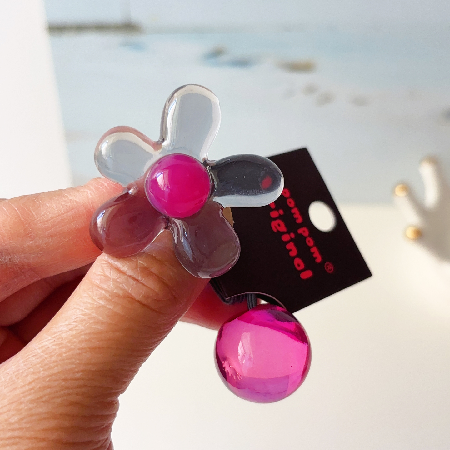 韩国进口pompom透彩花朵头绳可爱宝宝发绳儿童发饰女孩高弹力发圈