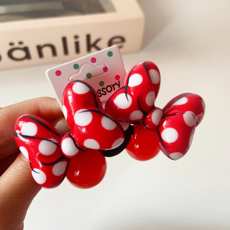 包邮韩国可爱红色波点米妮蝴蝶结发绳儿童发饰宝宝扎丸子头绳皮筋
