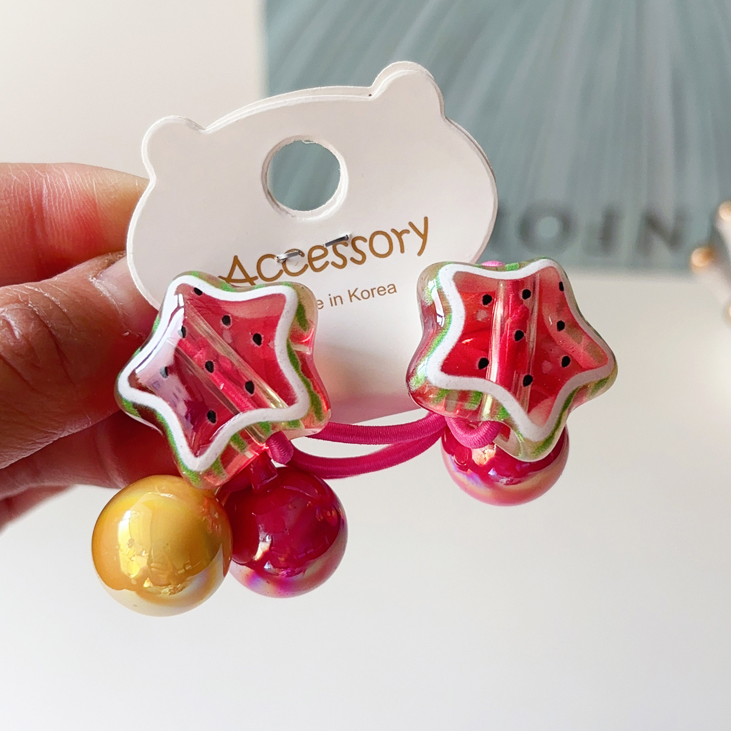 韩国可爱彩绘西瓜星星发绳儿童发饰女孩头花皮筋球球发圈马尾头绳