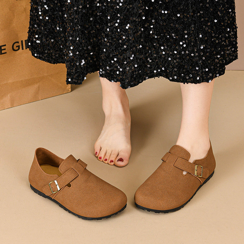 春夏款百搭全包勃肯鞋女增高软底防滑复古穆勒鞋懒人休闲平底单鞋