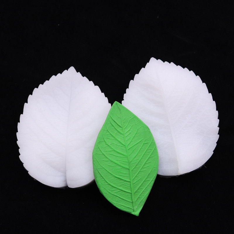 树叶叶脉纹理硅胶模具 玫瑰花叶翻糖 diy 粘土不沾硅胶烘焙模具