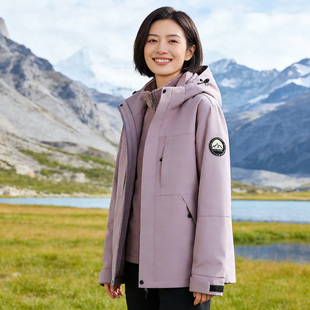 骆驼骑师中老年女装冲锋衣三合一冬季外套妈妈冬装夹克女士上衣