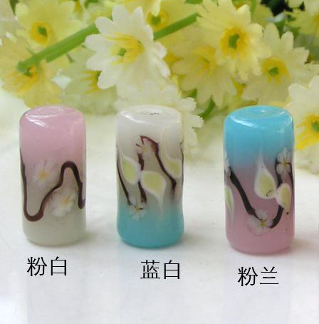 【美玉缘】DIY 散珠日式琉璃花朵勒子桶珠9.5*20mm樱花柱手串项链