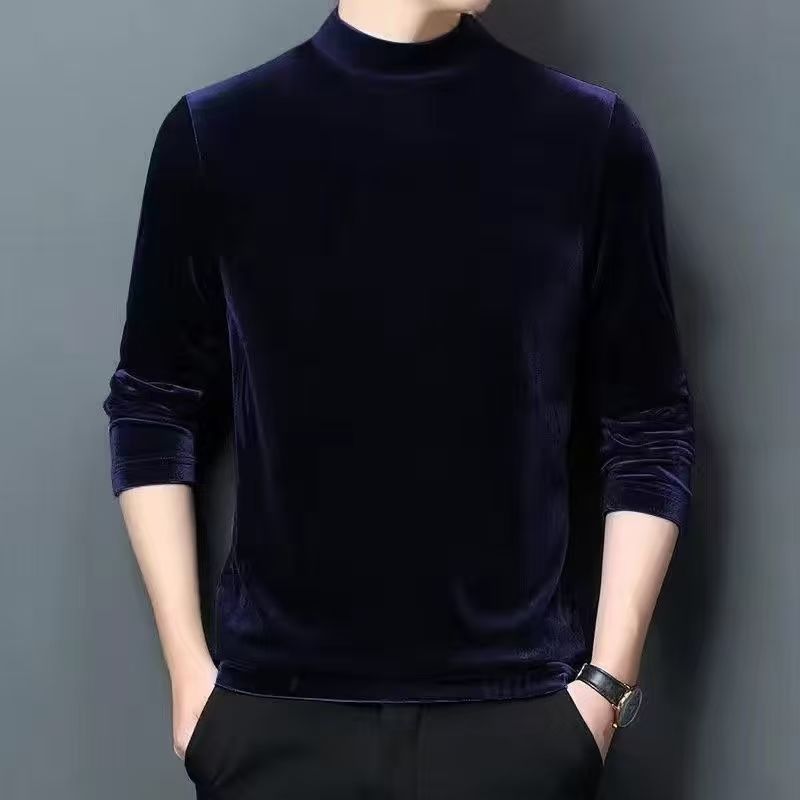 清仓捡漏秋季男士金丝绒卫衣潮流帅气打底衫男装青年圆领长袖T恤