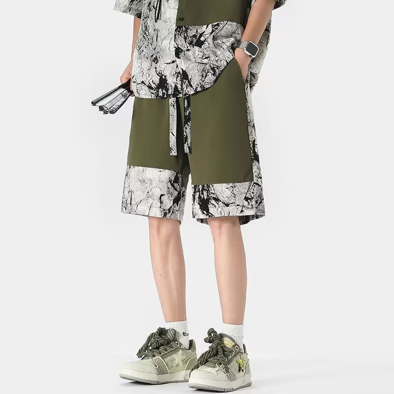 2025新款冰丝运动短裤男夏季新中式潮牌五分裤青少年潮流休闲裤子