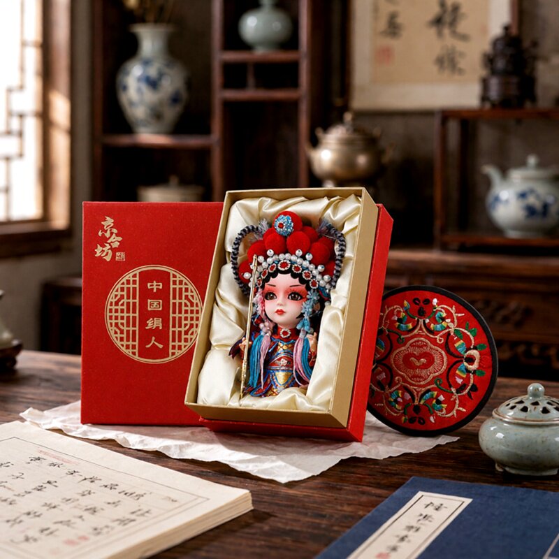 穆桂英绢人京剧人物摆件										