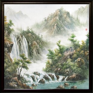 景德镇 瓷板画 山水人家 瓷画 瓷版画 陶瓷画 墙画 陶瓷艺术品