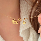 马上有钱 不掉色项链轻奢小众设计感亮钻锁骨链小马吊坠毛衣链