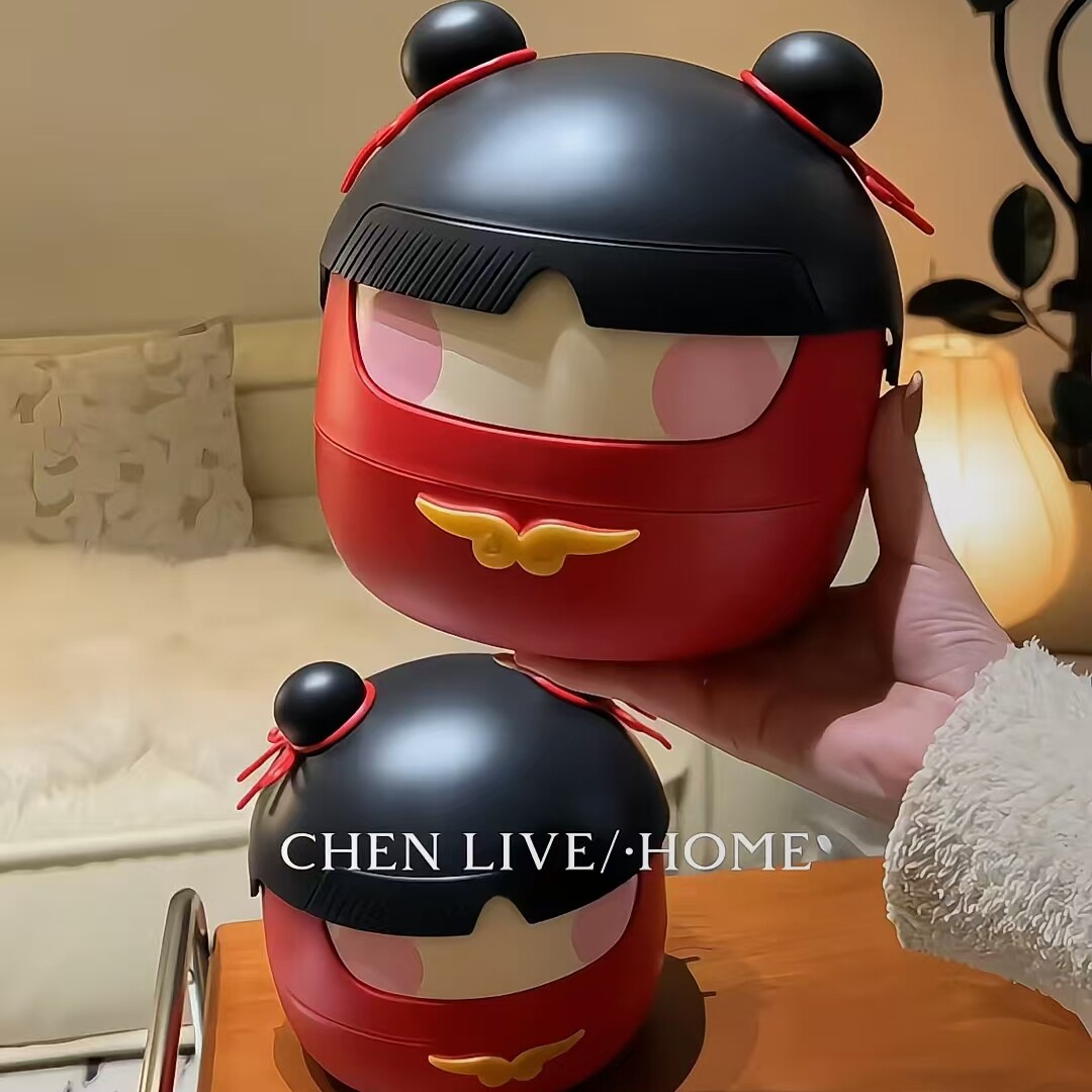 卡通娃娃家用桌面带盖垃