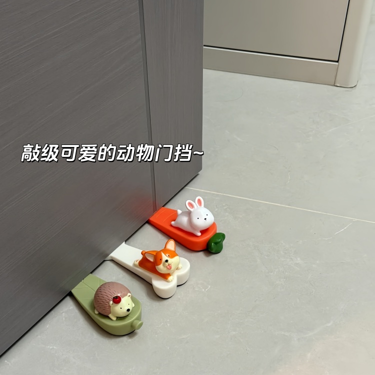 创意卡通小动物免打孔门挡固定