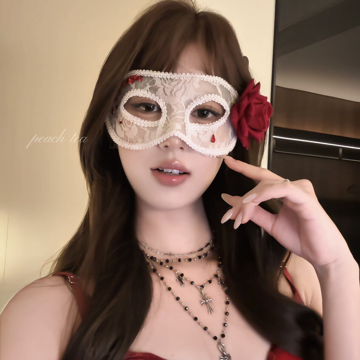 万圣节面具假面舞会cosplay鬼新娘装扮道具晚会派对花朵蕾丝面罩