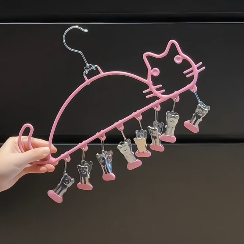 婴儿口水巾卡通猫咪袜子晾衣架