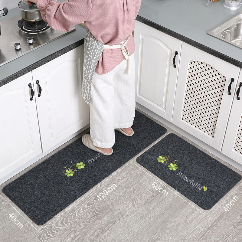 quatrefoil家用厨房地垫防油吸水2只装单车40*60+40*120cm