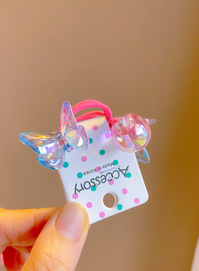 儿童亚克力水晶渐变色蝴蝶发绳可爱小女孩头饰时尚扎小辫橡皮筋