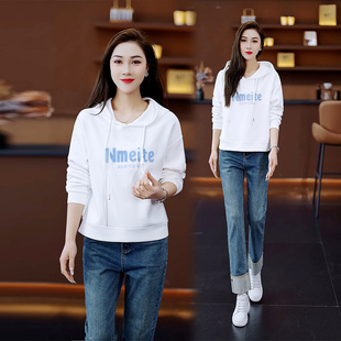 春装2025年新款韩系慵懒风时尚宽松休闲女款卫衣连帽外套上衣春秋