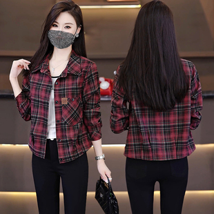 格子女士衬衫外套2025早秋新款女装衬衣通勤宽松时尚休闲长袖上衣