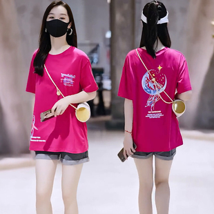 洋气减龄棉体恤 宽松印花t恤上衣女2025新款 爆款 夏季 百搭显瘦时尚